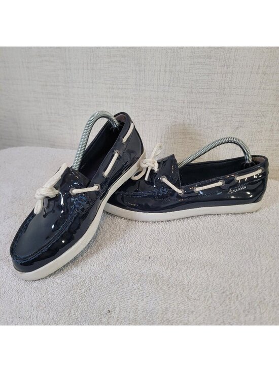 Cole Haan Shoes - Cole Haan Boat Shoes Womens 6B Regatta Slip On W05747 Black Patent Leather